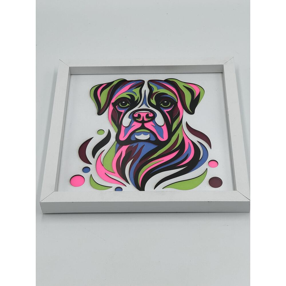 9 Paper Layers Of Mixed Colors Boxer Dog/Puppy Framed Art 7x7